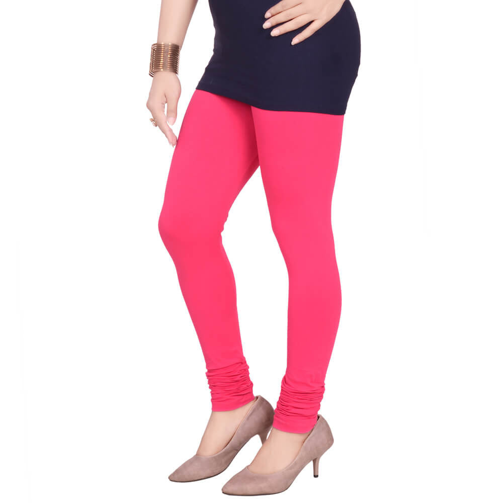 Leggings -  Women's Cotton Churidar  Leggings - HOT PINK COLOUR