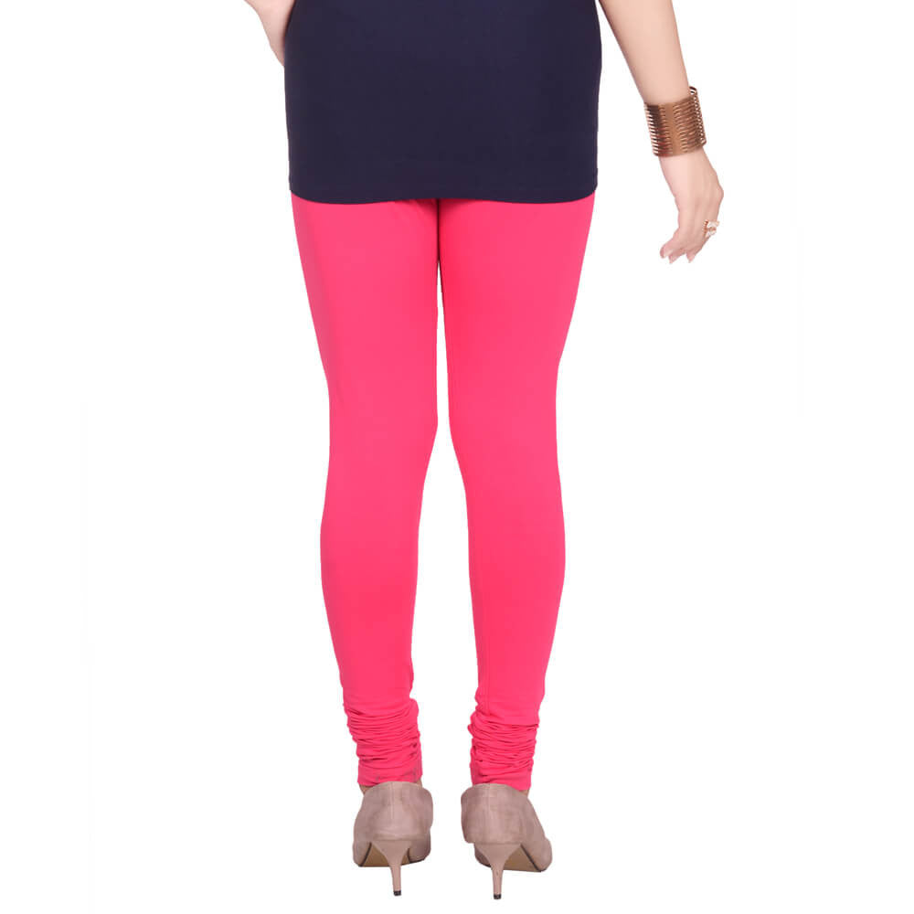 Leggings -  Women's Cotton Churidar  Leggings - HOT PINK COLOUR