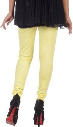 Leggings -  Women's Cotton Churidar  Leggings - LEMON YELLOW COLOUR