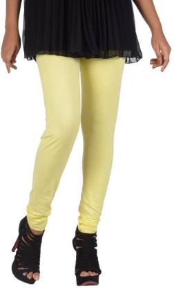 Leggings -  Women's Cotton Churidar  Leggings - LEMON YELLOW COLOUR