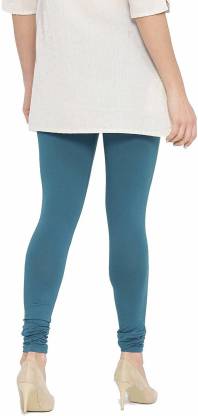 Leggings -  Women's Cotton Churidar  Leggings - PEACOCK BLUE COLOUR