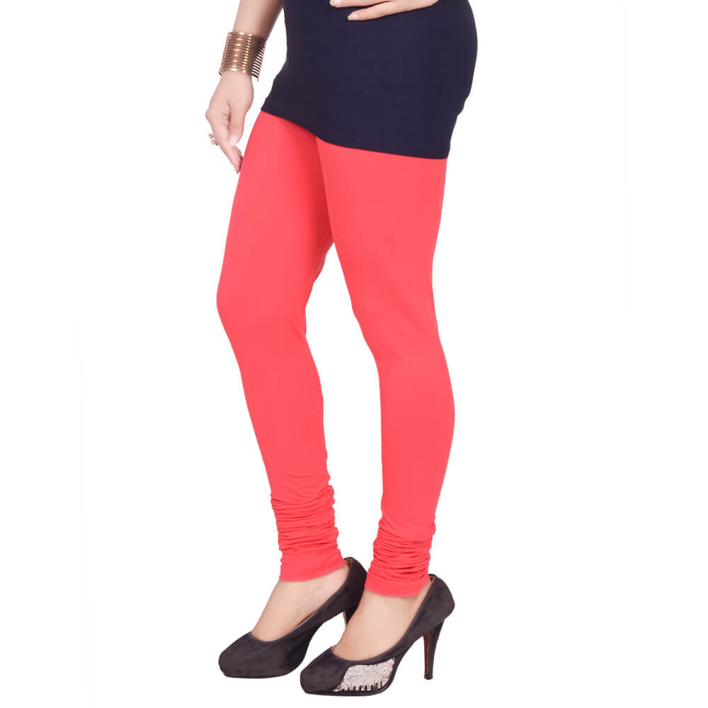 Leggings -  Women's Cotton Churidar  Leggings - ROSE COLOUR