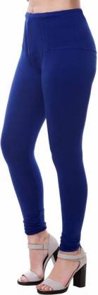 Leggings -  Women's Cotton Churidar  Leggings - ROYAL BLUE COLOUR