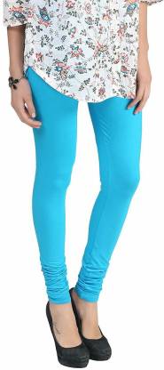 Leggings -  Women's Cotton Churidar  Leggings - SKY BLUE COLOUR