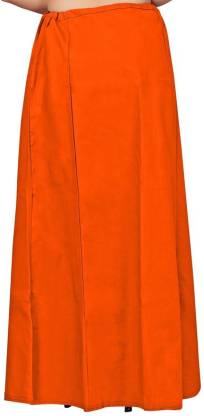 Petticoat  -  Women's Cotton Blended Indian Readymade Petticoats - ORANGE COLOUR