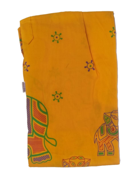 NIGHTY (Round Neck) - Women's Pure Cotton Regular Nighty With Round Neck - YELLOW PRINTED