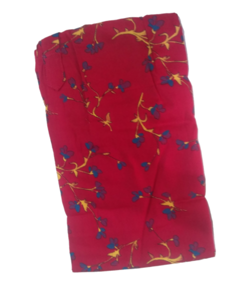 NIGHTY(Round Neck) - Women's Pure Cotton Regular Nighty With Round Neck - DEEP RED PRINTED