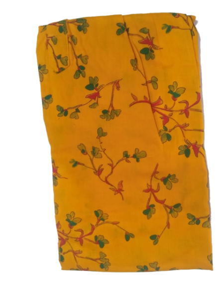 NIGHTY(Round Neck) - Women's Pure Cotton Regular Nighty With Round Neck - YELLOW PRINTED