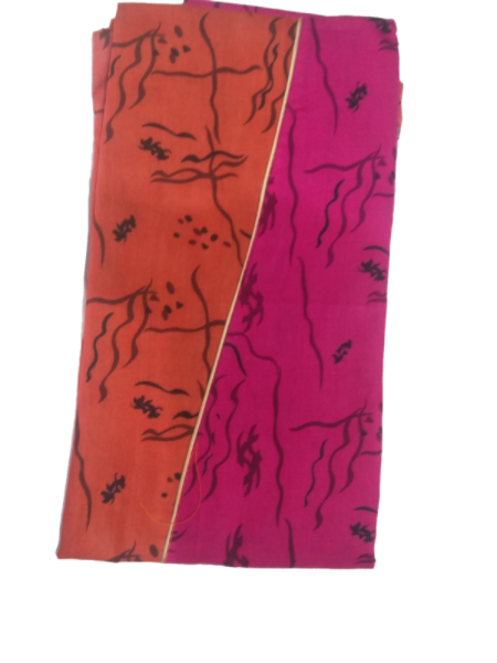 NIGHTY(Alien Cut Neck) - Women's Pure Cotton Regular Nighty With Alien Cut Neck - ORANGE & PINK COLOUR DESIGN